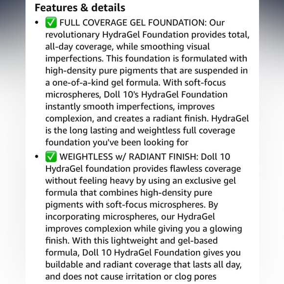 Doll 10 DEEP HydraGel Foundation 1 oz. (Made in Italy) NEW - Picture 11 of 12